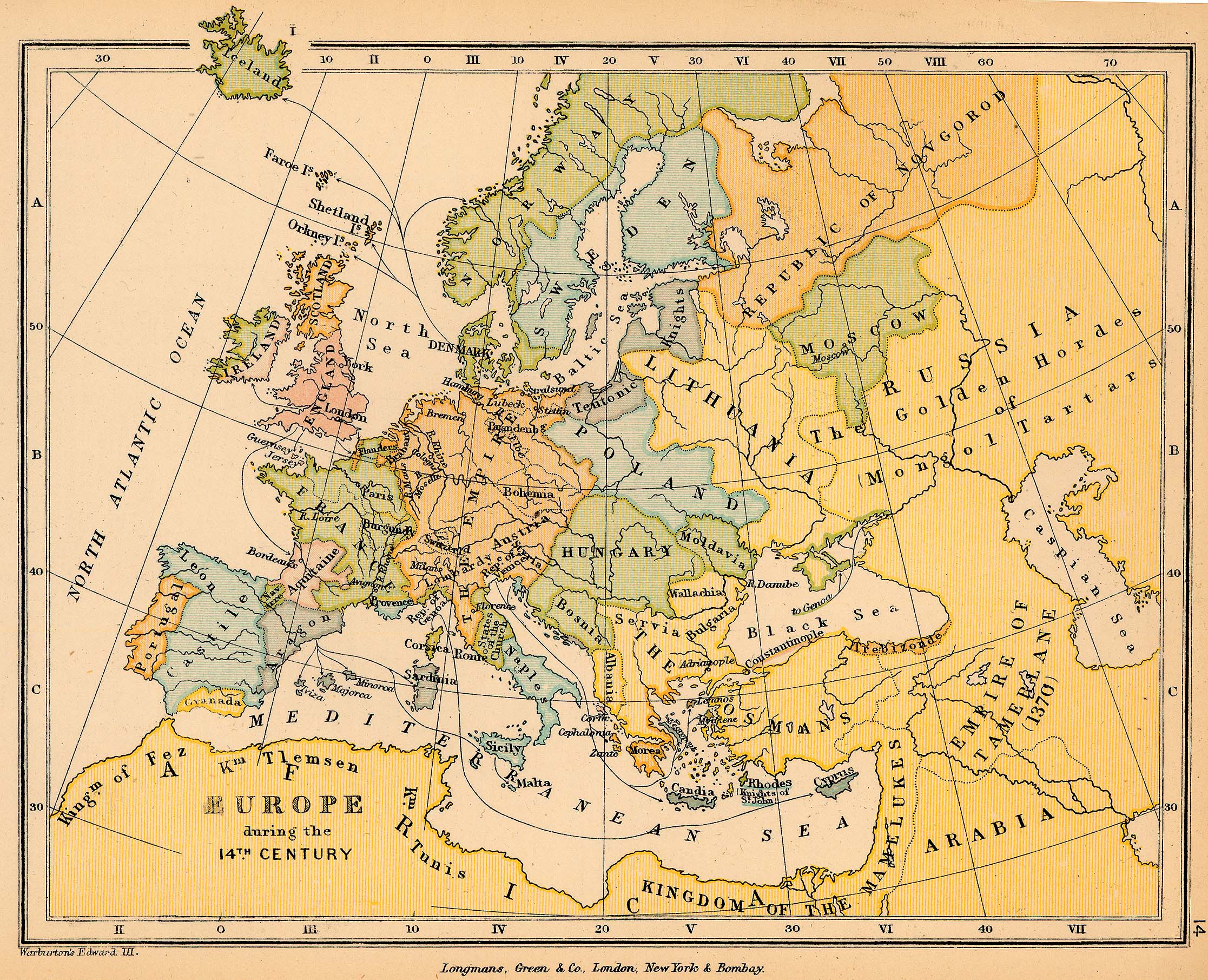 Map of Europe during the 14th Century