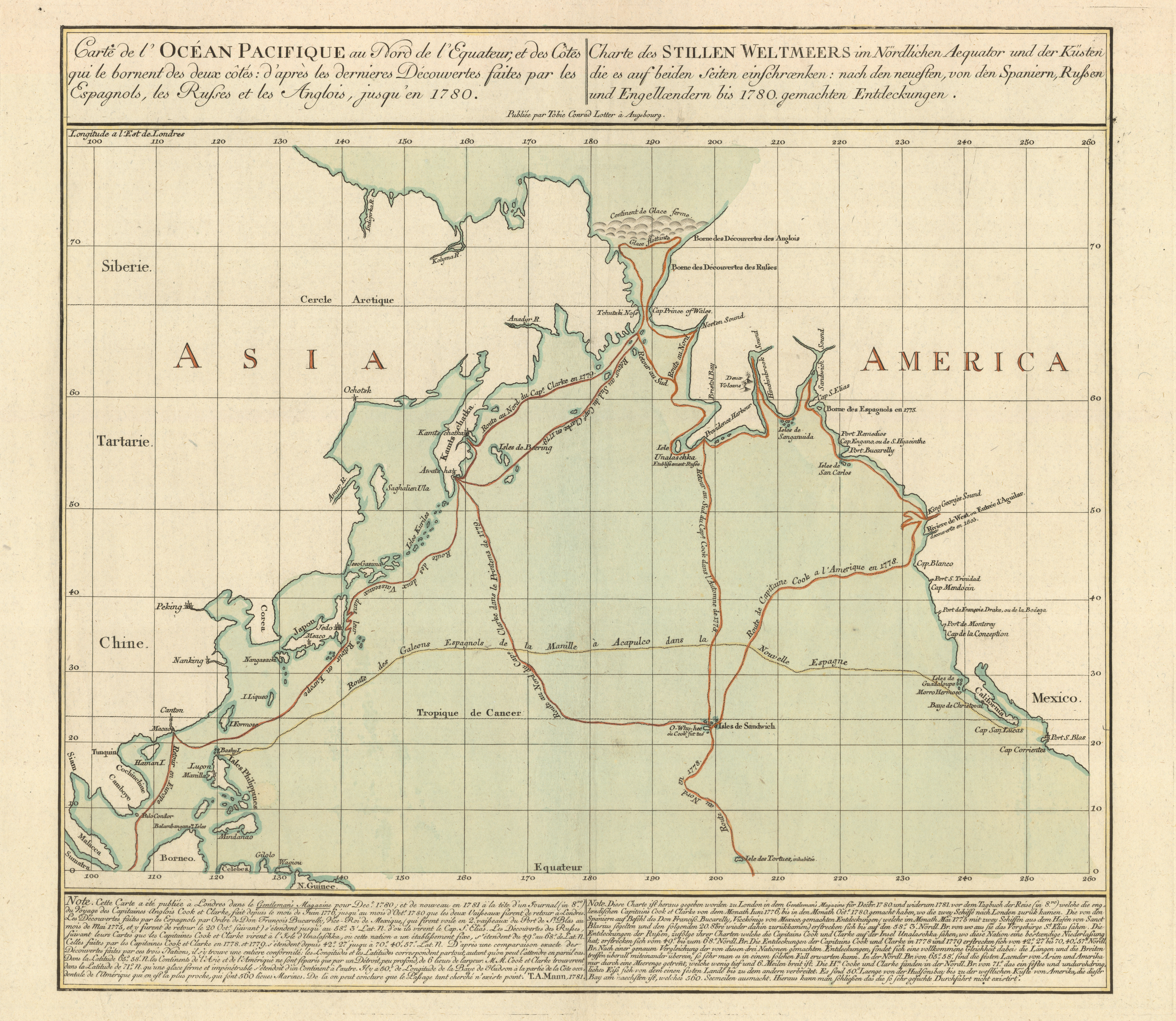 Map of the voyage of Captain Cook to the North Pacific and Bering Straight